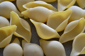 Italian raw pasta ready to be cooked