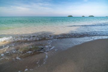 Seascape, clear sea and blue sky, Lonely Beach, Koh Chang Island, Thailand.