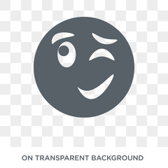 Wink emoji icon. Wink emoji design concept from Emoji collection. Simple element vector illustration on transparent background.