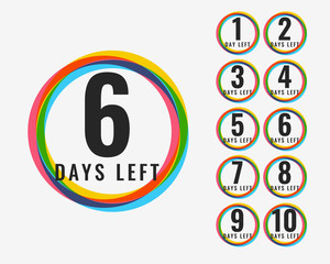 number of days left colorful symbol design