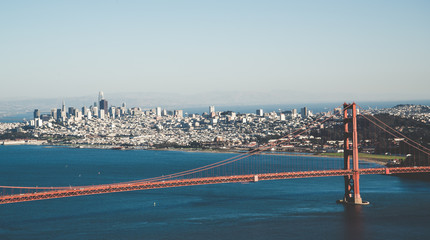 Golden Gate Bridge and downtown, San Francisco CA USA