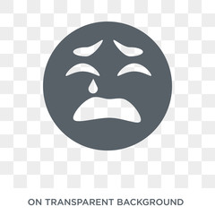 Crying emoji icon. Crying emoji design concept from Emoji collection. Simple element vector illustration on transparent background.