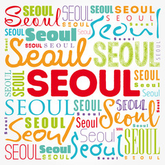 Seoul wallpaper word cloud, travel concept background