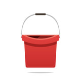 Red bucket vector isolated illustration
