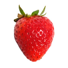 healthy ripe single one strawberry isolated on white background