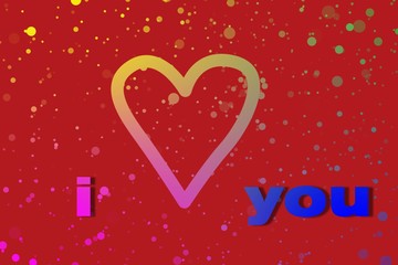 Bright sign heart on flicker red color gradient. Happy Valentine's Day. greeting card, banner, signboard