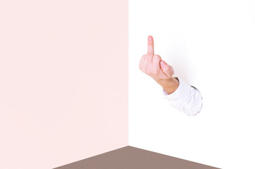 Offensive gesture, middle finger.