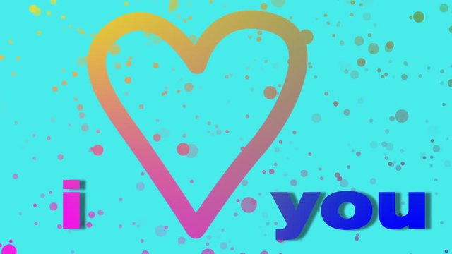 I love you.Valentine's day holiday greetings concept, turquoise background