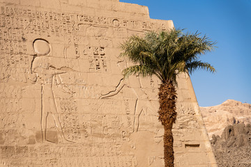 Luxor, Egypt, exterior of Mortuary Temple of Ramesses III at Medinet Habu
