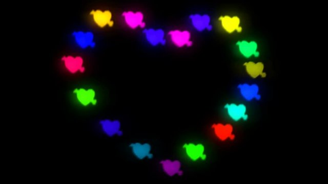 Mini bllured glittering hearts light shaped big heart form video for Valentine's day, love and etc... projects.
