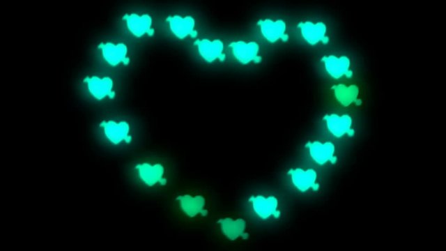 Mini bllured glittering hearts light shaped big heart form video for Valentine's day, love and etc... projects.