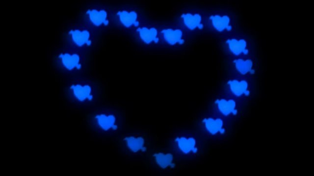 Mini bllured glittering hearts light shaped big heart form video for Valentine's day, love and etc... projects.