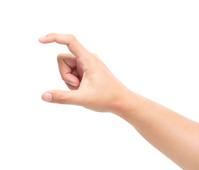 Hands holding something on white background with clipping path.