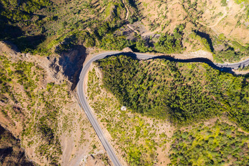 Aerial view of Serra Malagueta natural parc in Santiago island in Cape Verde - Cabo Verde