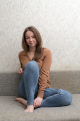 girl sitting on the couch