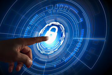 Fototapeta premium Business security data protection technology Blockchain Cyber Security Technology that brings the concept of security and reliability.