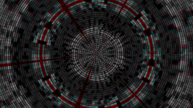 Kaleidoscopic image with digital glitch effect as abstract visualization od blockchain technology