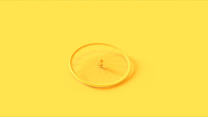 Yellow Bicycle Wheel 3d illustration 3d render
