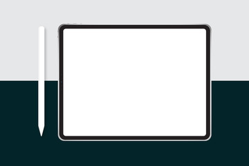 tablet and pencil mockup vector