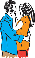 couple hugging vector illustration