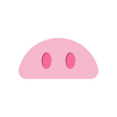 Vector. Pig's pink snout. Simple symbol of the year on a white background
