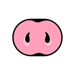 Vector. Pig's pink snout. Simple symbol of the year on a white background