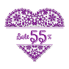 Valentine's Day tracery heart, 55 percent discount