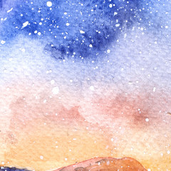 Space Starry sky. galaxy. picture on paper. watercolor background