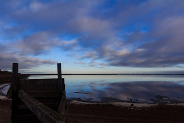 Reflection of a Blue Sunrise in the Water at Alviso Marina County Park