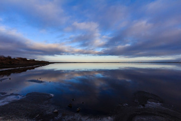 Reflection of a Blue Sunrise in the Water at Alviso Marina County Park