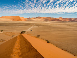 Fototapeta na wymiar Dune 45 in the salt pan area of the Namib Desert in Namibia