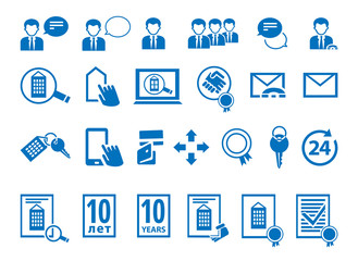 Fototapeta na wymiar Set of blue business icons