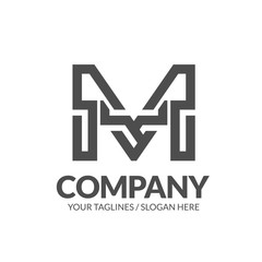 initial letter M geometric strong monogram logo vector illustration isolated on white background