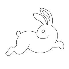 Line art black and white rabbit bunny icon poster.