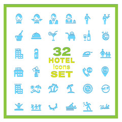 set of variety of hotels icons
