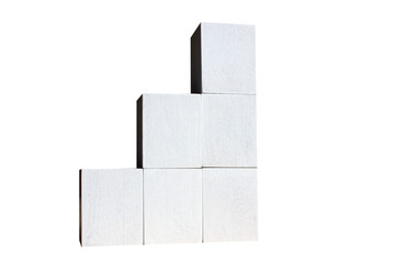 white cubes are built as statistics business graphics. Graph and graph, web data report and presentation, isolated white background,