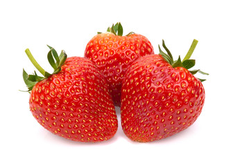 Ripe strawberries from the garden, isolated on a white background