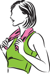 fitness woman with towel illustration