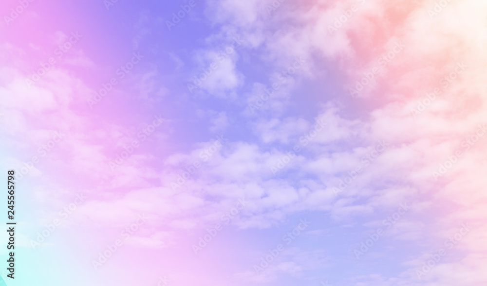Wall mural clouds sky with gradient pastel color use for abstract background.