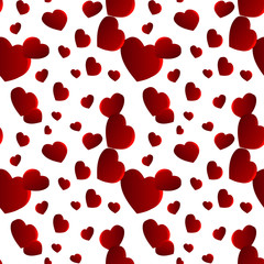 Valentines day heart seamless pattern isolated on white. Valentines Day background for festive decor, wrapping paper, print, textile, fabric, wallpaper