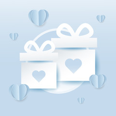 Valentines gift box icon. Design for banner or invitation card. Vector illustration