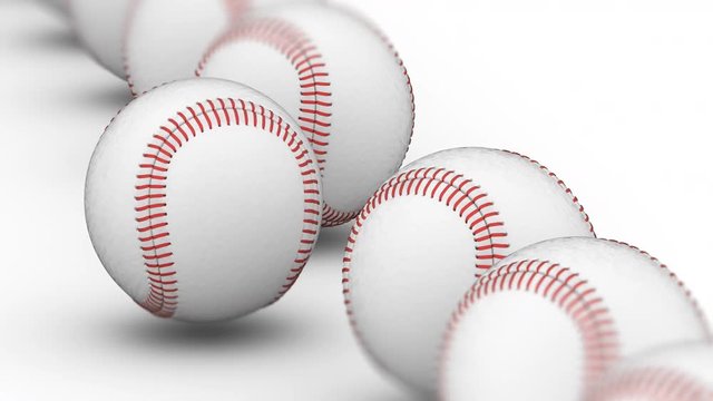 Baseballs. Looping footage has 4K resolution. Prores 4444. 3D Illustration.
