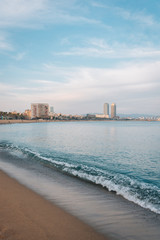 The beach at La Barceloneta, in Barcelona, Spain