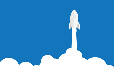 Rocket Vector and illustration flying rocket.Space travel to the moon.Space rocket launch.Project start up Solar System and text space