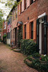 Fototapeta na wymiar Brick row houses in Old Town, Alexandria, Virginia