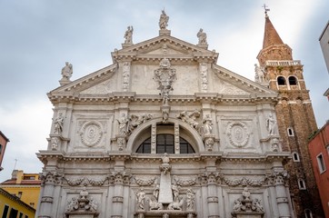 Fototapeta na wymiar Close up of beautiful San Moise church in Venice, Italy.