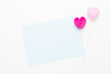 Red heart on the white wooden background.Valentines day greeting card.