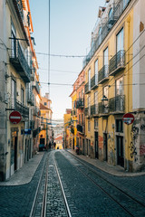 A colorful street in Bairro Alto, Lisbon, Portugal