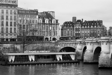 Fototapeta premium Les Jardins du Pont Neuf and the Seine, in Paris, France