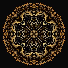 Round Pattern Flower Mandala. Circle Floral Ornament. Decorative Illustration.